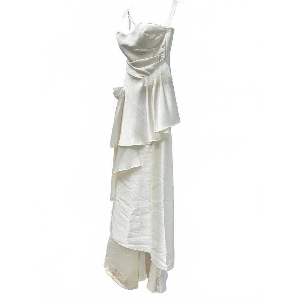 Elegant White Maxi Dress with Layered Design